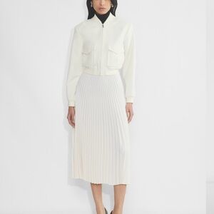 Aritzia Cream Midi Pencil Skirt with Pleats